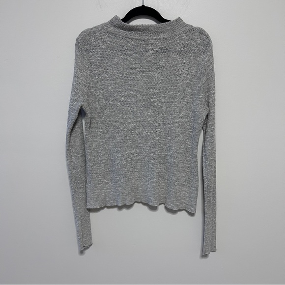 Free People Gray Crewneck Women's Size Small Linen Blend Loose Knit Sweater - Picture 5 of 15